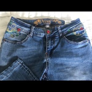 Desigual Blue Straight Leg Jeans with Embroidery